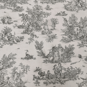 Tissu coton toile de Jouy gris